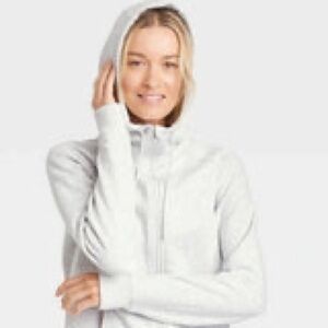 Fleece Full Zip Hooded Sweatshirt - All in Motion Heather grey Sz S